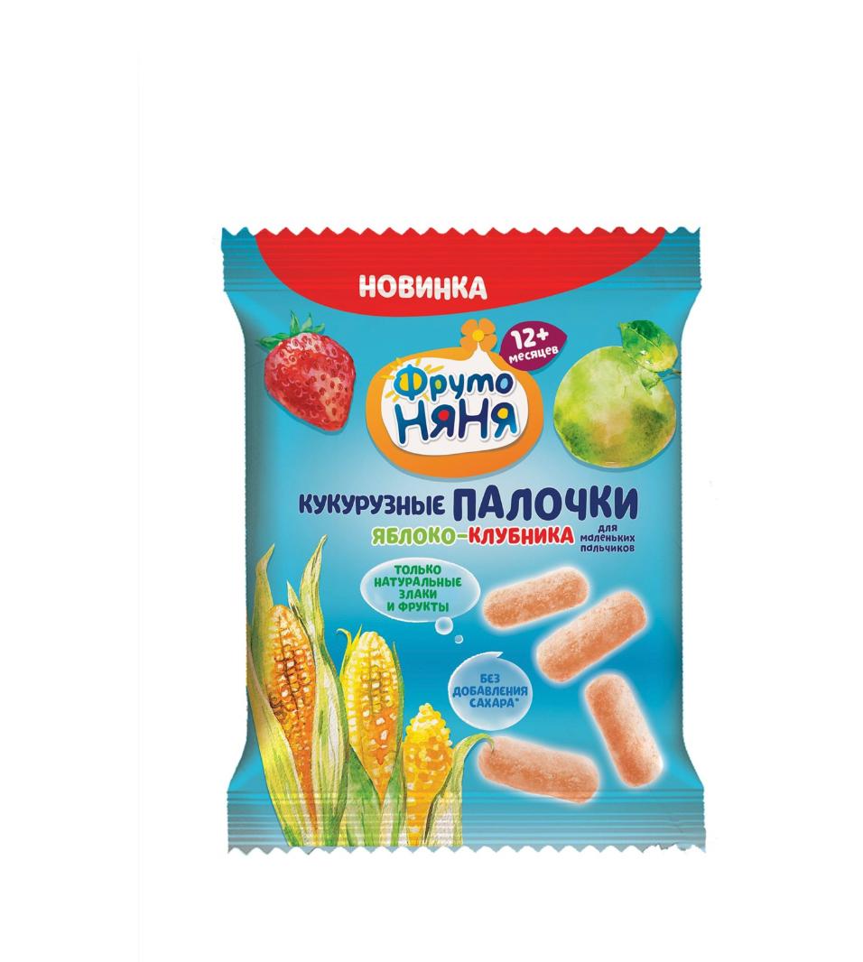 Палочки ФрутоНяня кукурузные яблоко-клубника 20г с 1года